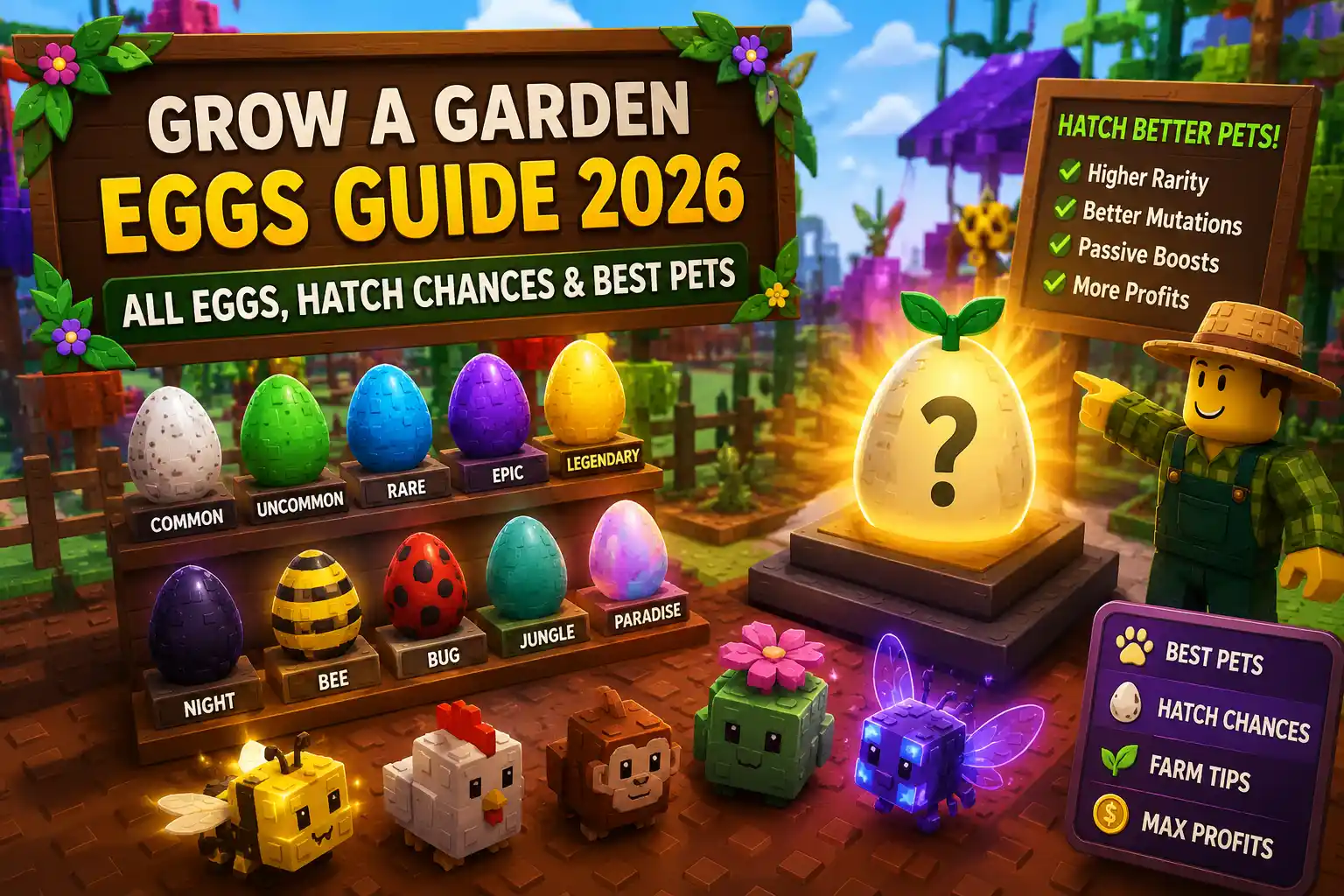Grow a Garden Eggs Guide 2026 – All Eggs, Hatch Chances & Best Pets