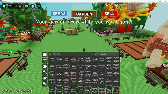 Grow a Garden Friendship Shop overview interface.