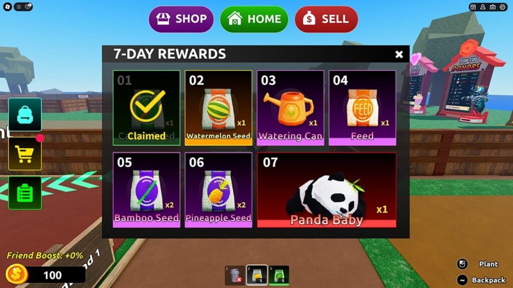 Grow a Garden event rewards showing rare seeds, pets and exclusive items