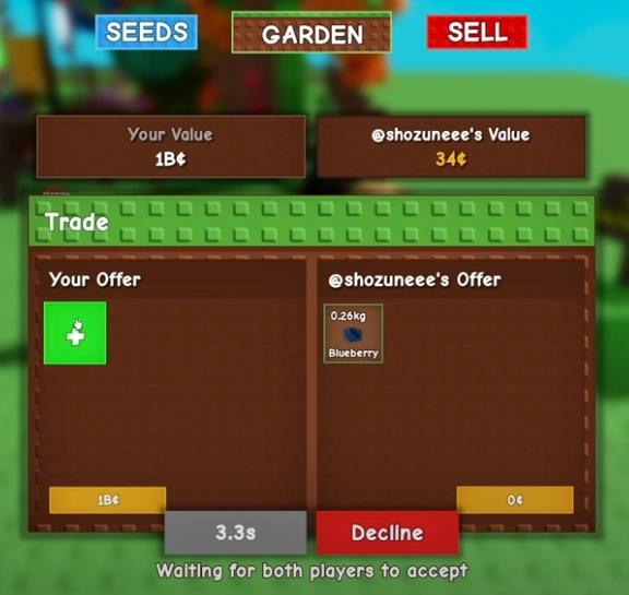 Grow a Garden trade window example