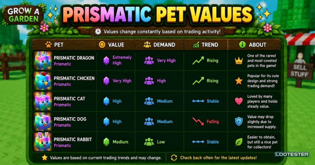 Prismatic Pet Values