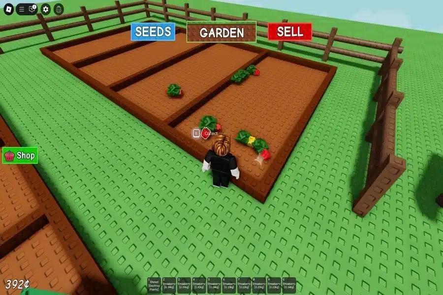 Optimized Grow a Garden layout for AFK farming showing efficient crop placement and farming routes
