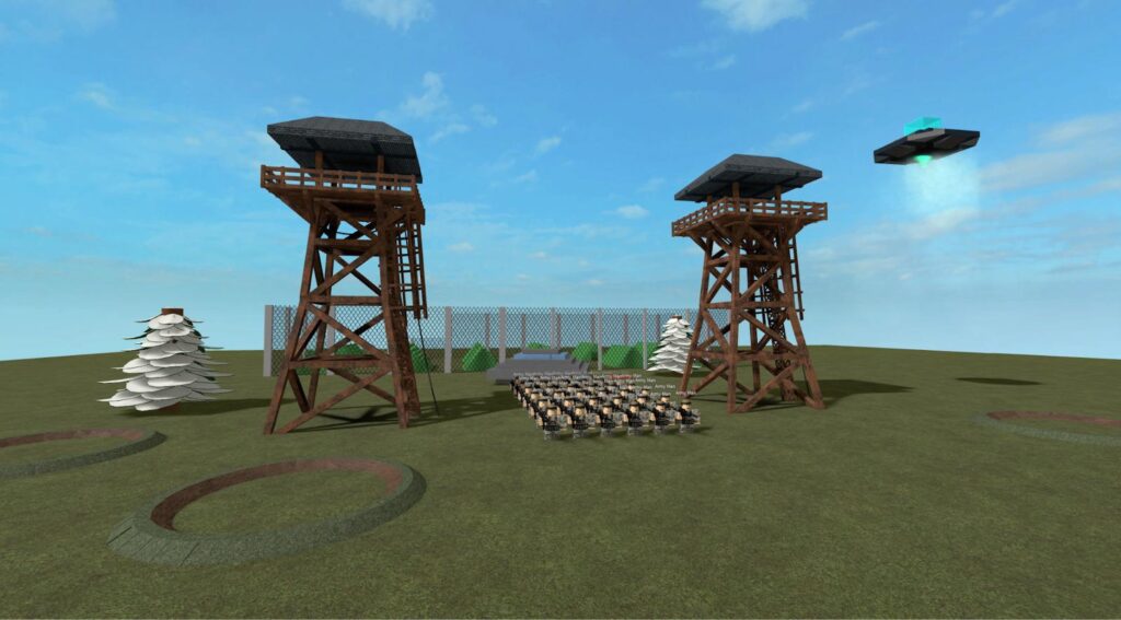Roblox base defense system with traps and protective structures