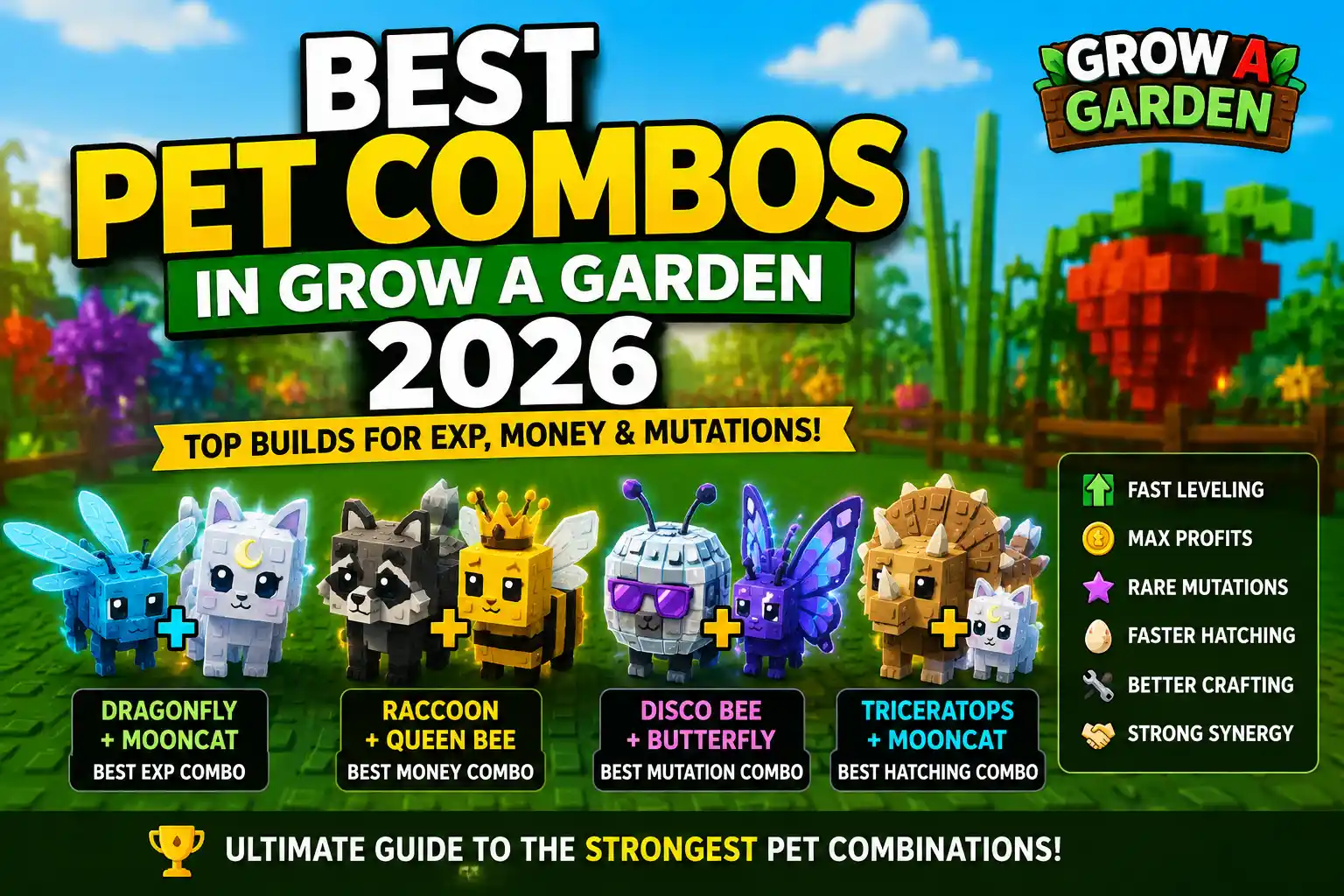 Best Pet Combos in Grow a Garden 2026 (Ranked by EXP, Money & Mutations)