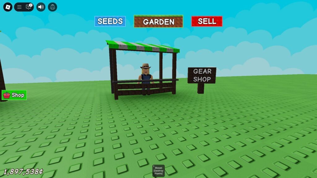 Grow a Garden Gear Shop with available tools and farming equipment