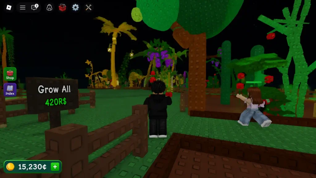 Player stealing crops from a weakly protected garden