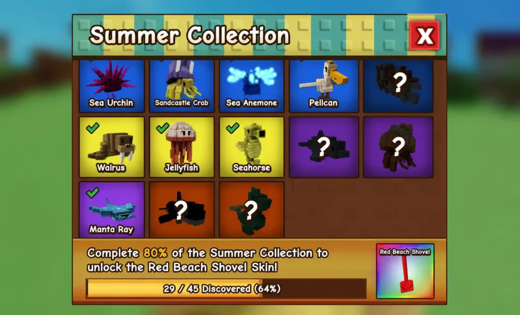 The Summer Collection System and the Red Beach Shovel Skin