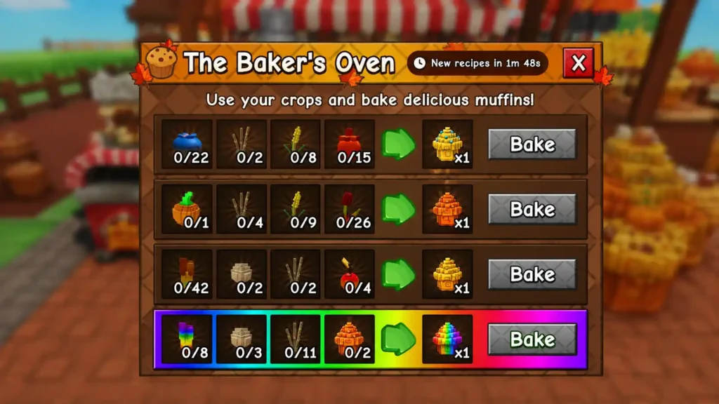 Personal Ovens (up to five total) and you can run several Pumpkin Muffin