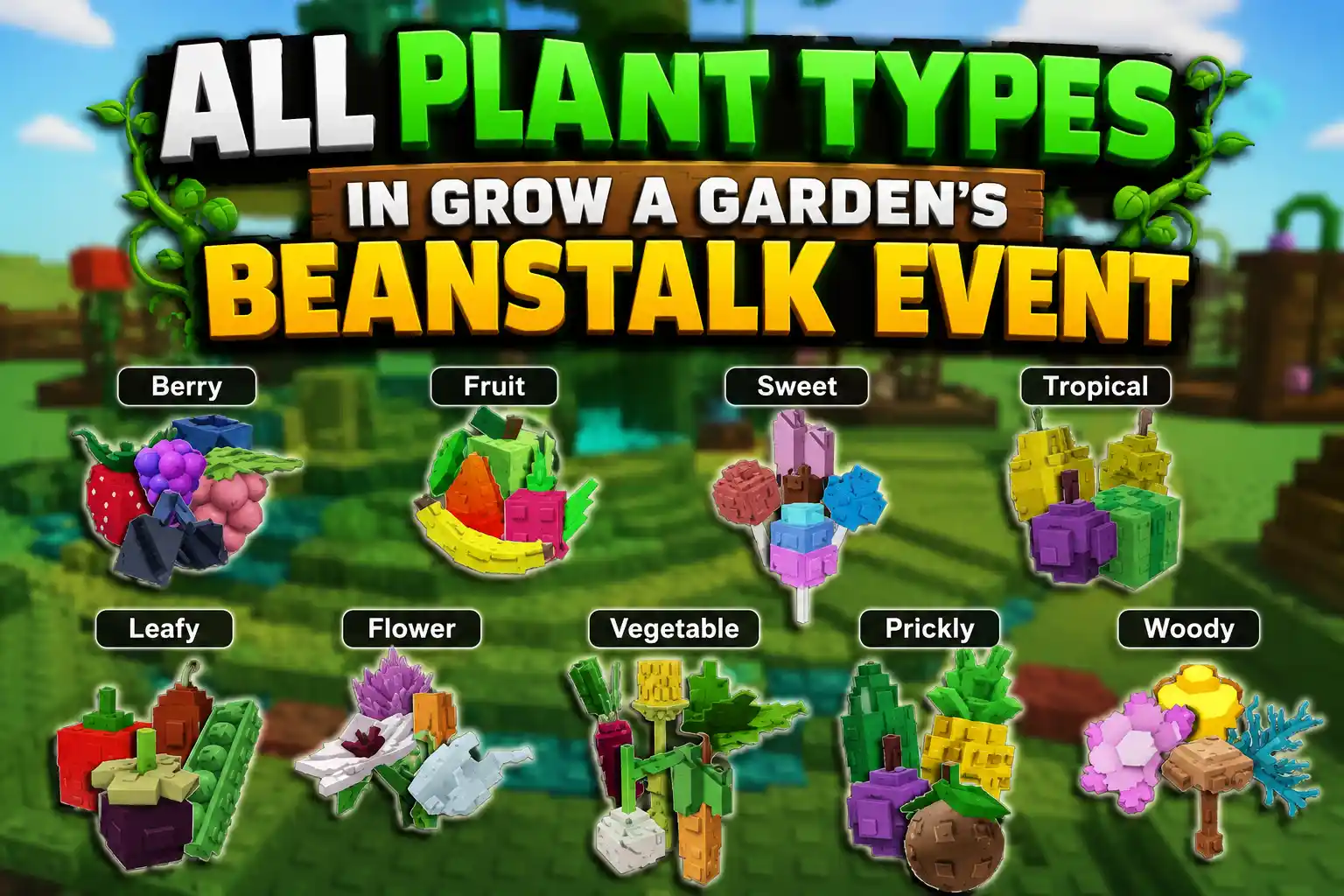 All Plant Types in Grow a Garden's Beanstalk Event : Every Crop Category (2026)