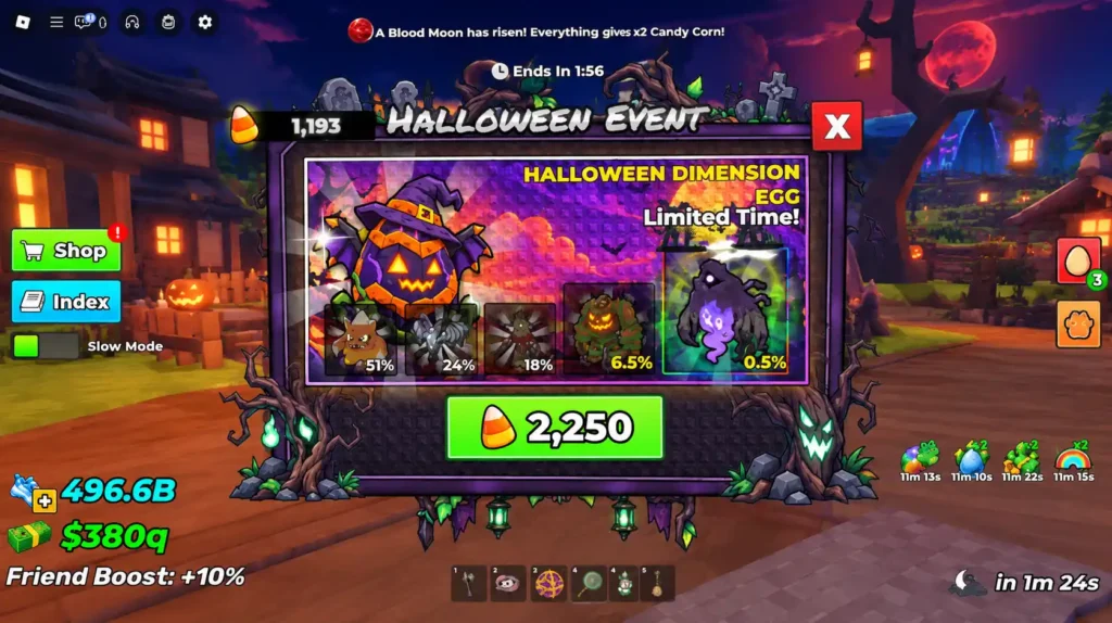 Halloween Dimension Egg shop with a 2250 Candy Corn purchase button