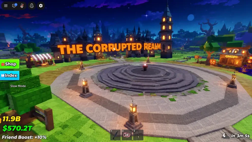 Corrupted Realm safe zone and Candy Corn shop in Steal an Egg