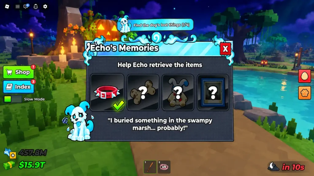 Echo's Memories clue menu in Steal an Egg