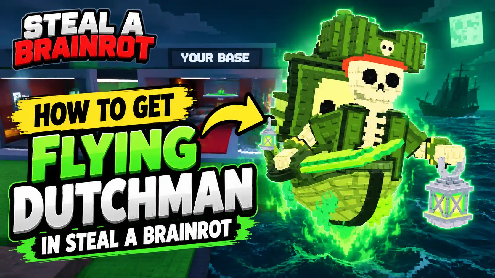 How to get Flying Dutchman in Steal a Brainrot with 0.5% Skull Lucky Block odds and $92.5M/s income