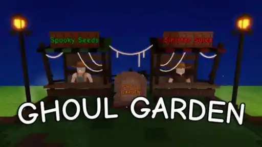 Grow a Garden Ghoul Garden event stalls with the Sinister Sales stand
