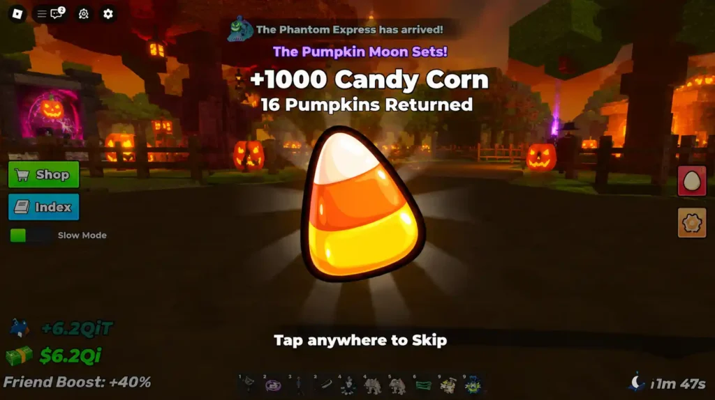 Pumpkin Collection results showing 1000 Candy Corn for 16 pumpkins returned in Steal an Egg