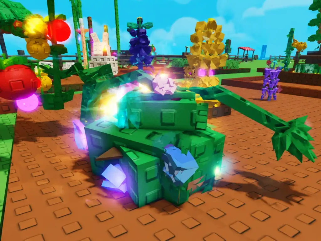 Grow a Garden crop with glowing blue and purple mutation effects