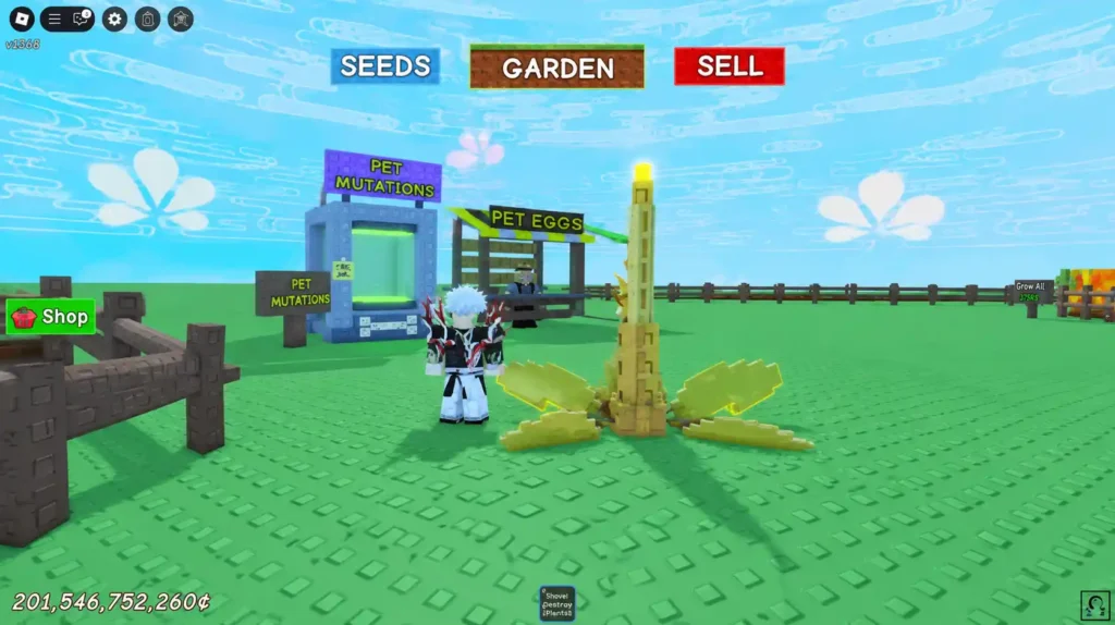 Grow a Garden Pet Mutations area with a pet beside the machine