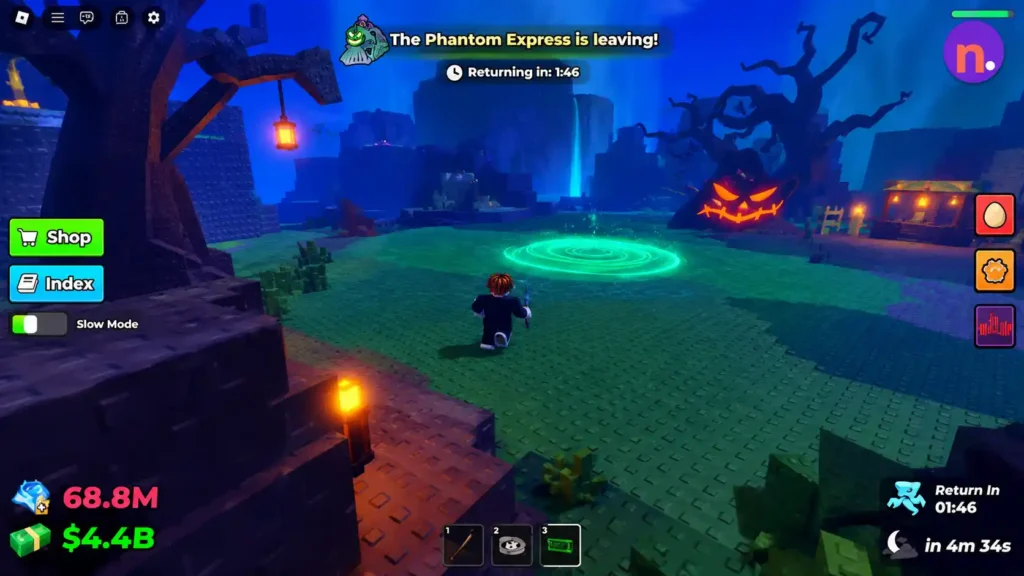 Green whirlpool leading to the Secret Fishing Area in Steal an Egg